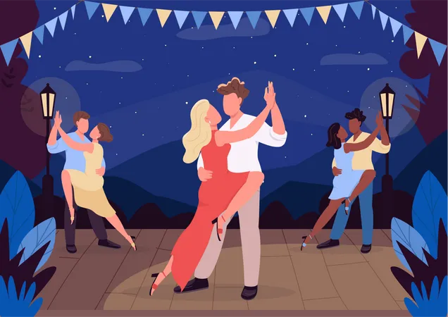 Des couples interprètent du tango  Illustration