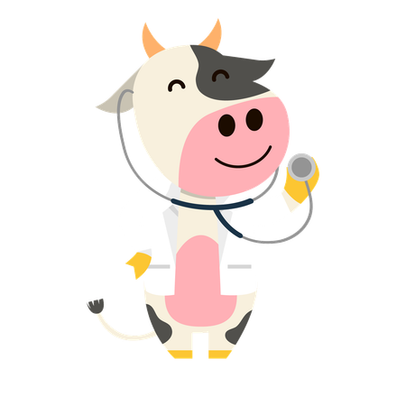 Cow As Farm Doctor  Illustration