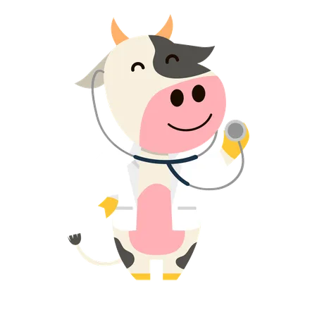 Cow As Farm Doctor  Illustration