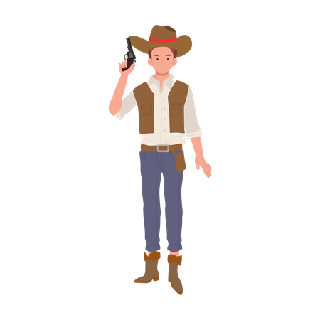 Cowboy avec pistolet  Illustration