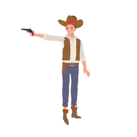 Cowboy avec pistolet  Illustration