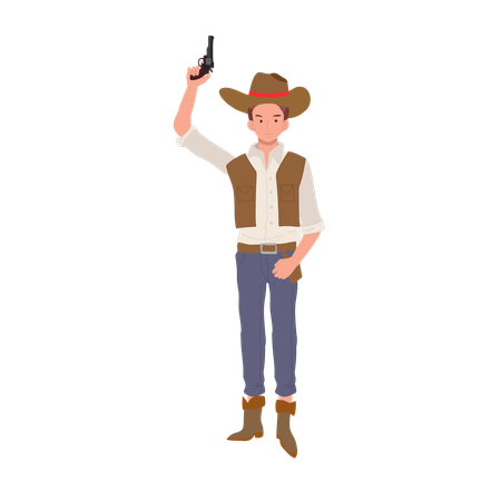 Cowboy avec pistolet  Illustration