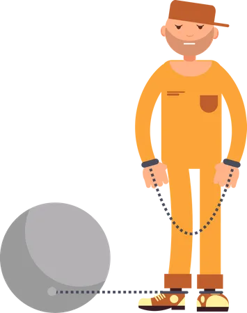 Criminal chained with ball  イラスト