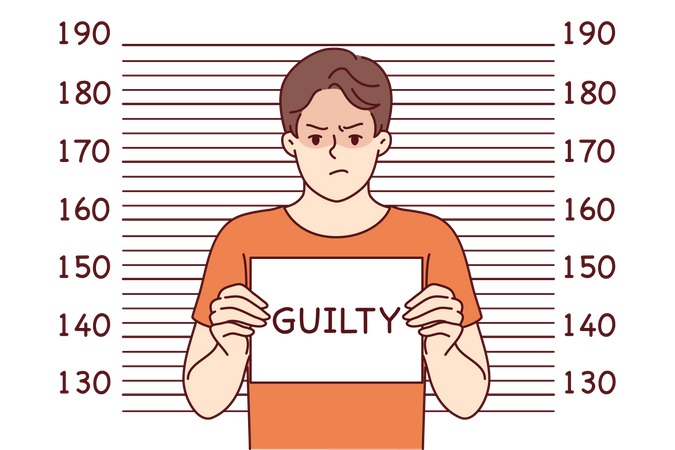 Criminal is guilty on his arrest  イラスト