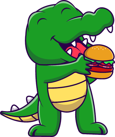 Crocodile Eating Burger  Illustration