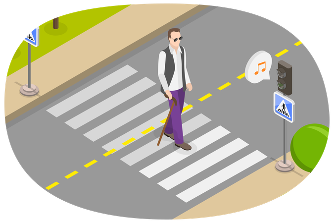 Crosswalk For Blind People  Illustration