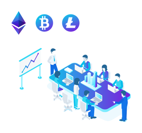 Cryptocurrency and blockchain market  Illustration