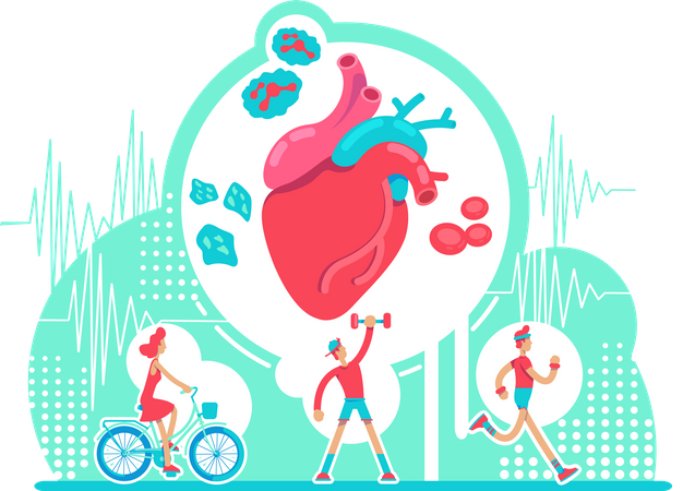 Cuidado de la salud del sistema cardiovascular.  Ilustración