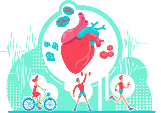 Cuidado de la salud del sistema cardiovascular.  Ilustración