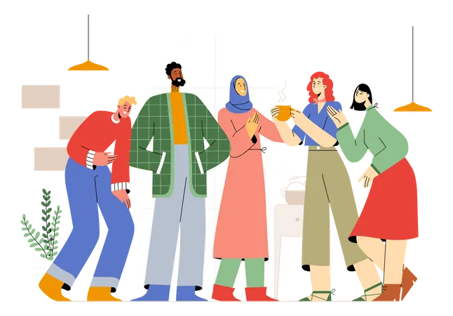 Cultural diverse team working together  Illustration