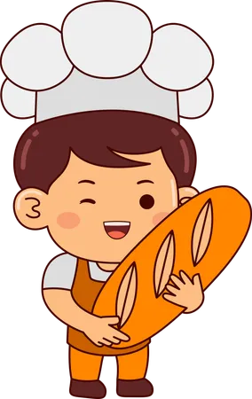 Cute baker with bread  일러스트레이션