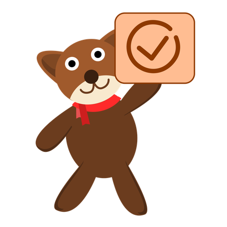 Cute Bear Holding Correct Checkmark Box  イラスト