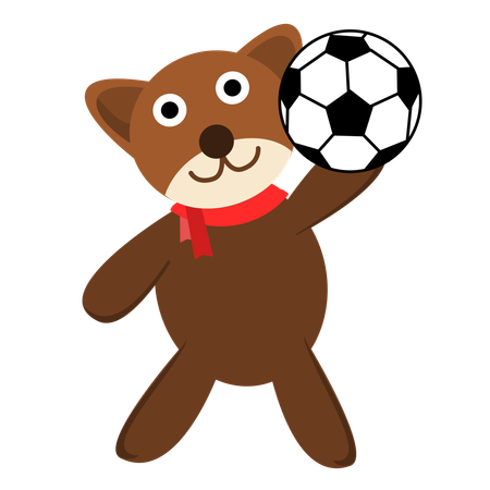 Cute Bear Play Football  イラスト