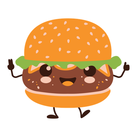 Cute Burger Hamburger  Illustration