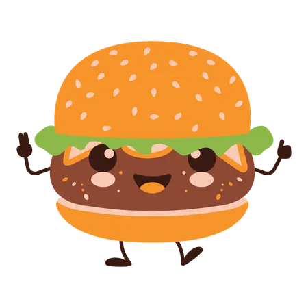 Cute Burger Hamburger  Illustration