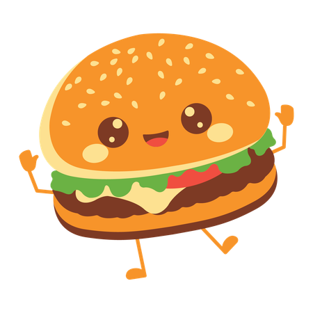 Cute Burger Hamburger  Illustration