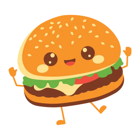 Cute Burger Hamburger  Illustration