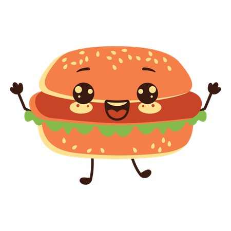 Cute Burger Hamburger  Illustration