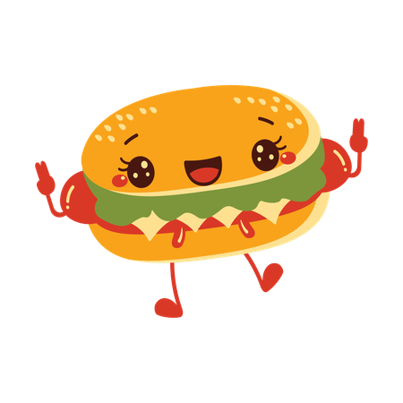 Cute Burger Hamburger  Illustration