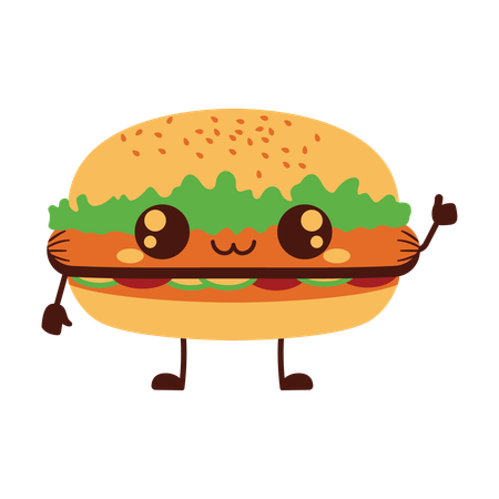 Cute Burger Hamburger  Illustration