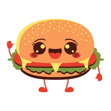 Cute Burger Hamburger  Illustration