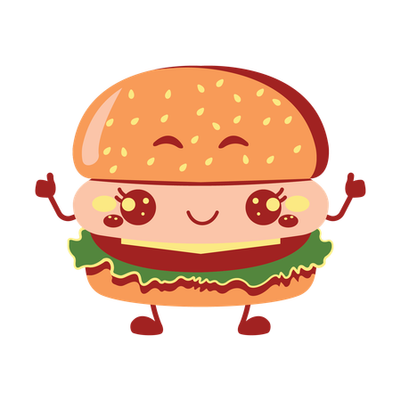 Cute Burger Hamburger  Illustration