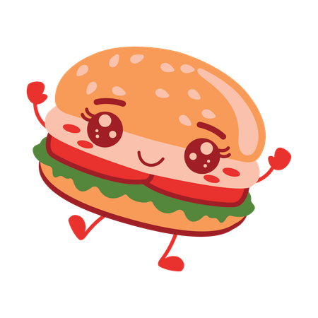 Cute Burger Hamburger  Illustration