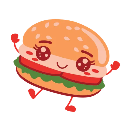 Cute Burger Hamburger  Illustration