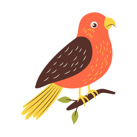 Cute Eagle on Tree Branch  Illustration