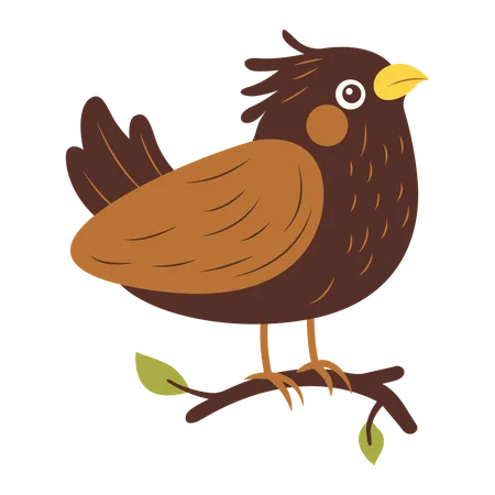 Cute Eagle on Tree Branch  Illustration