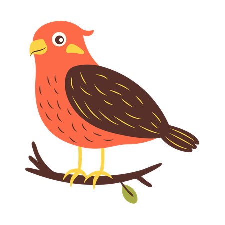 Cute Eagle on Tree Branch  Illustration