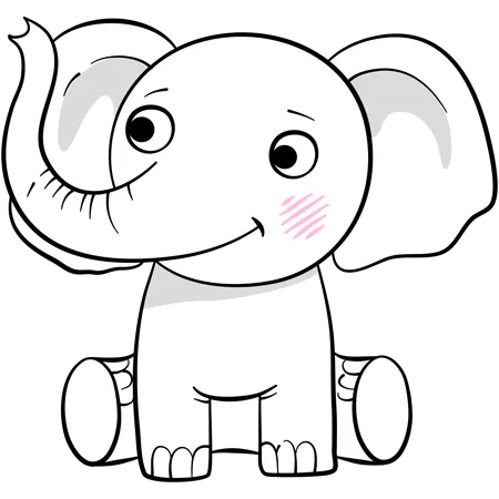 Cute elephant sitting on floor  Illustration