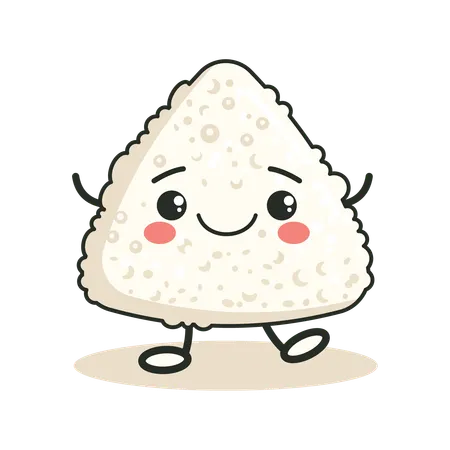 Cute onigiri with smile expression  Illustration