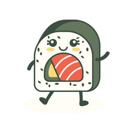 Cute Rice Sushi Roll  Illustration