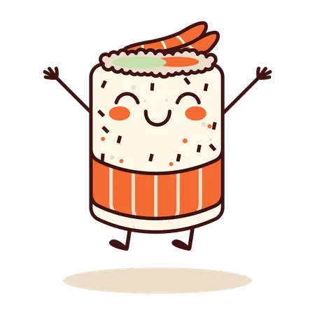 Cute Rice Sushi Roll  Illustration