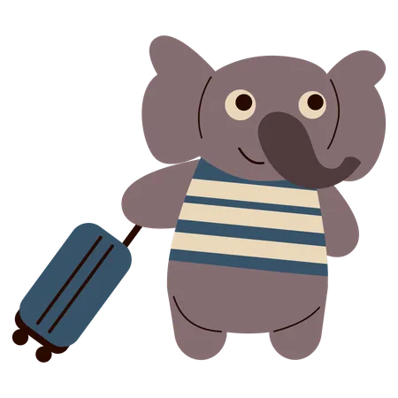 Cute Traveling Elephant Cartoon  イラスト