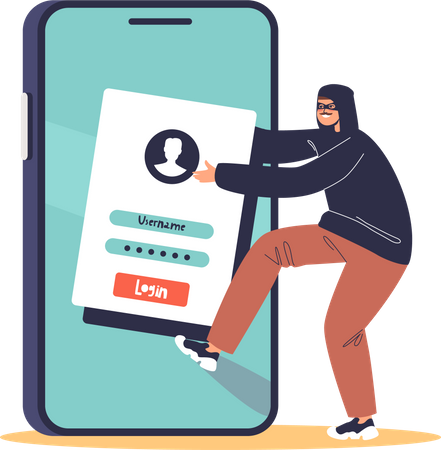 Cyber criminal stealing personal information from smartphone  イラスト