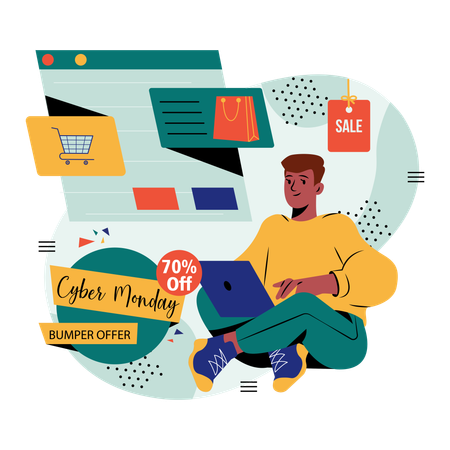 Cyber Monday Shopping  Illustration