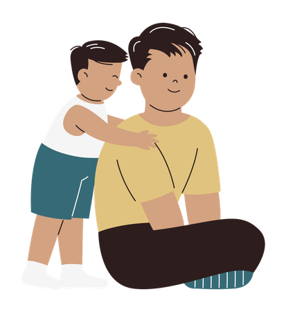 Dad and Kid Spending Time Together  Illustration