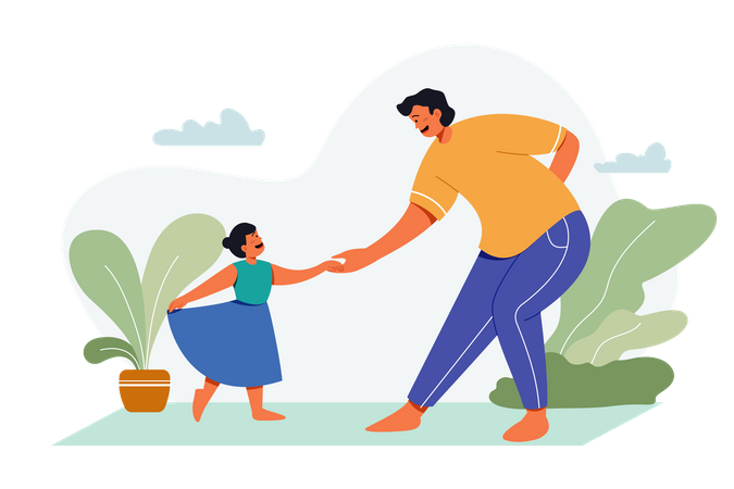 Dad dancing with daughter on Fathers Day  Illustration