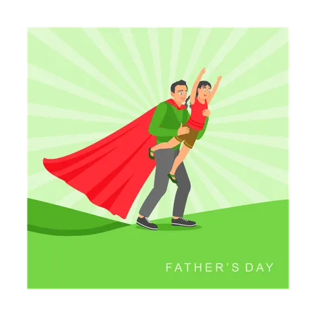 Dad wearing superhero costume  Illustration