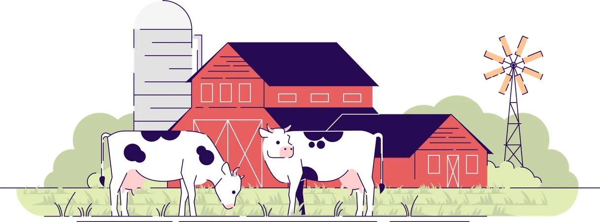 Dairy farm  イラスト