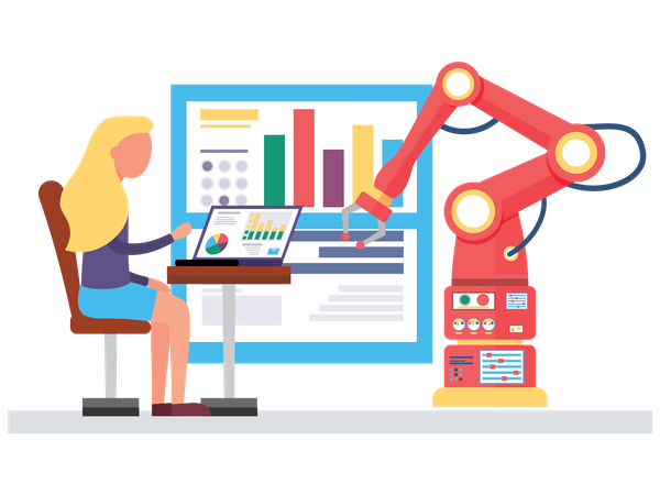 Data analysis by with robotic arm  Illustration