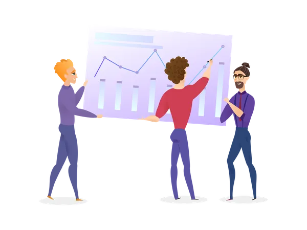 Data Analysis Graph with Business team  イラスト