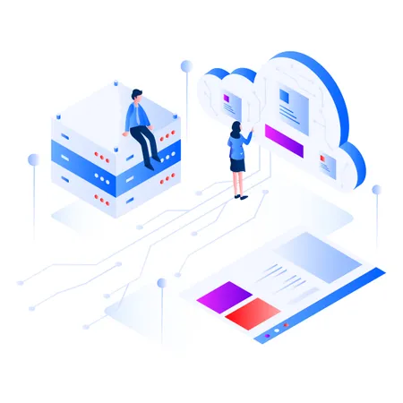 Database Server Isometric  Illustration