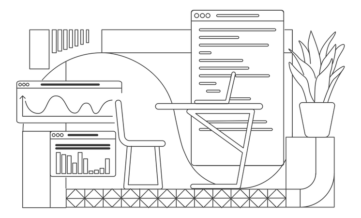 Arbeitsplatz eines Datenanalysten  Illustration