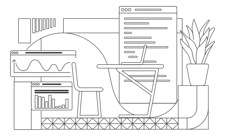 Arbeitsplatz eines Datenanalysten  Illustration