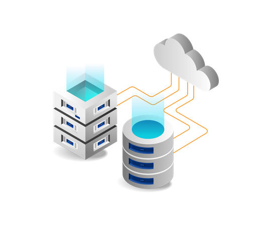 Datenbank-Speichernetzwerk und Cloud-Server  Illustration