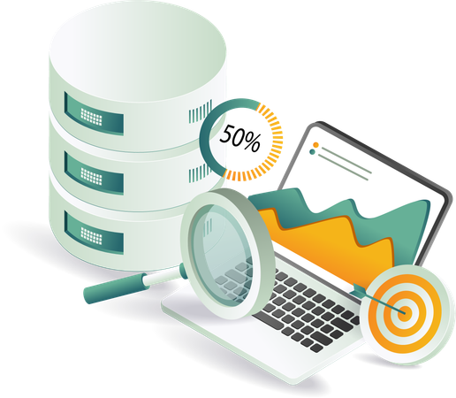 Datenbankserver zur Analyse von Computerdaten  Illustration