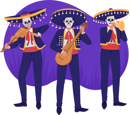 Day of dead musicians  Illustration